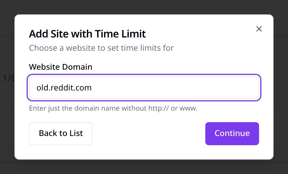 Adding old.reddit.com as a custom website in SiteKeeper settings
