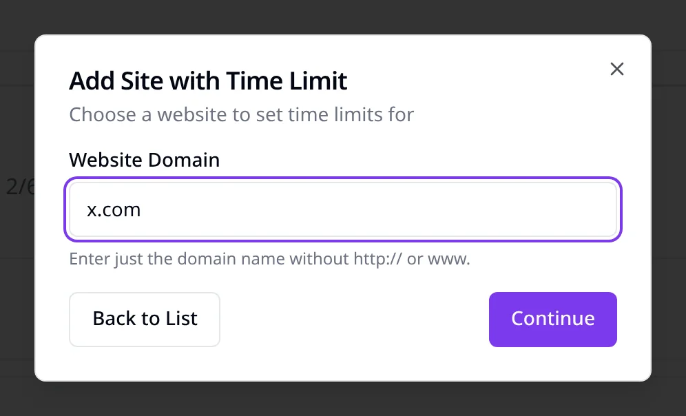 Adding x.com as a custom website in the SiteKeeper Add Site dialog